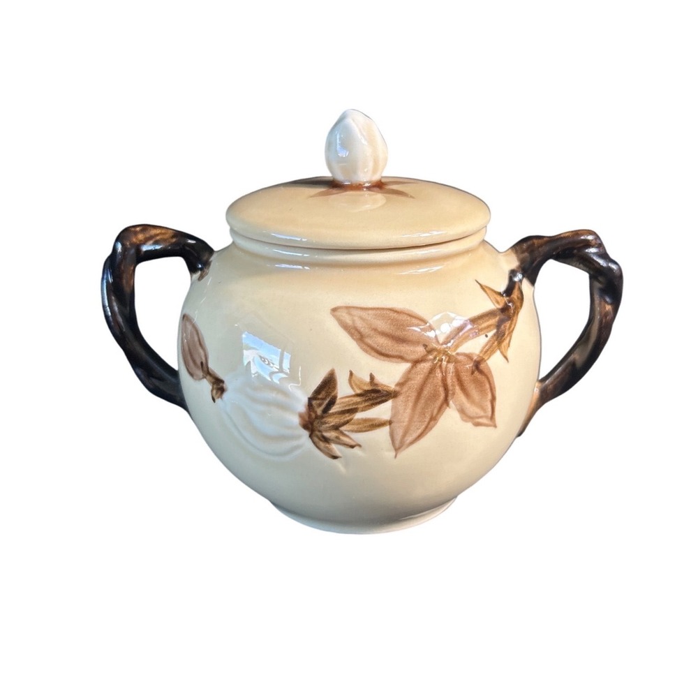 Franciscan Cafe Royal Sugar Bowl with Lid Brown Branch Handles earthware 1980's